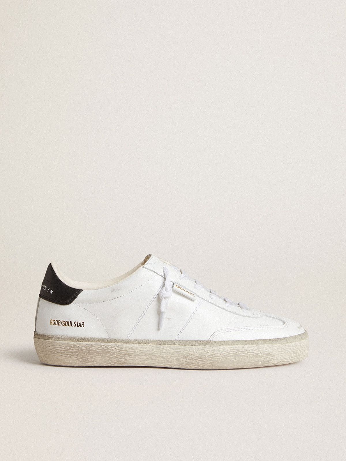 Golden Goose Womens Soul Star In White Leather With Black Leather Heel Tab Womens
