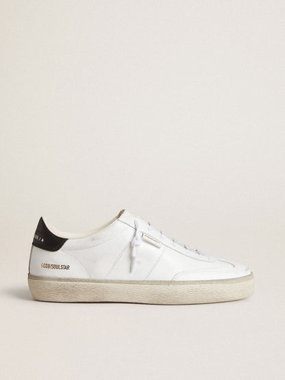 Golden Goose Womens Soul Star In White Leather With Black Leather Heel Tab Womens