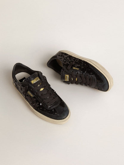 Golden Goose Womens Soul Star In Black Sequins With Black Suede Heel Tab Womens