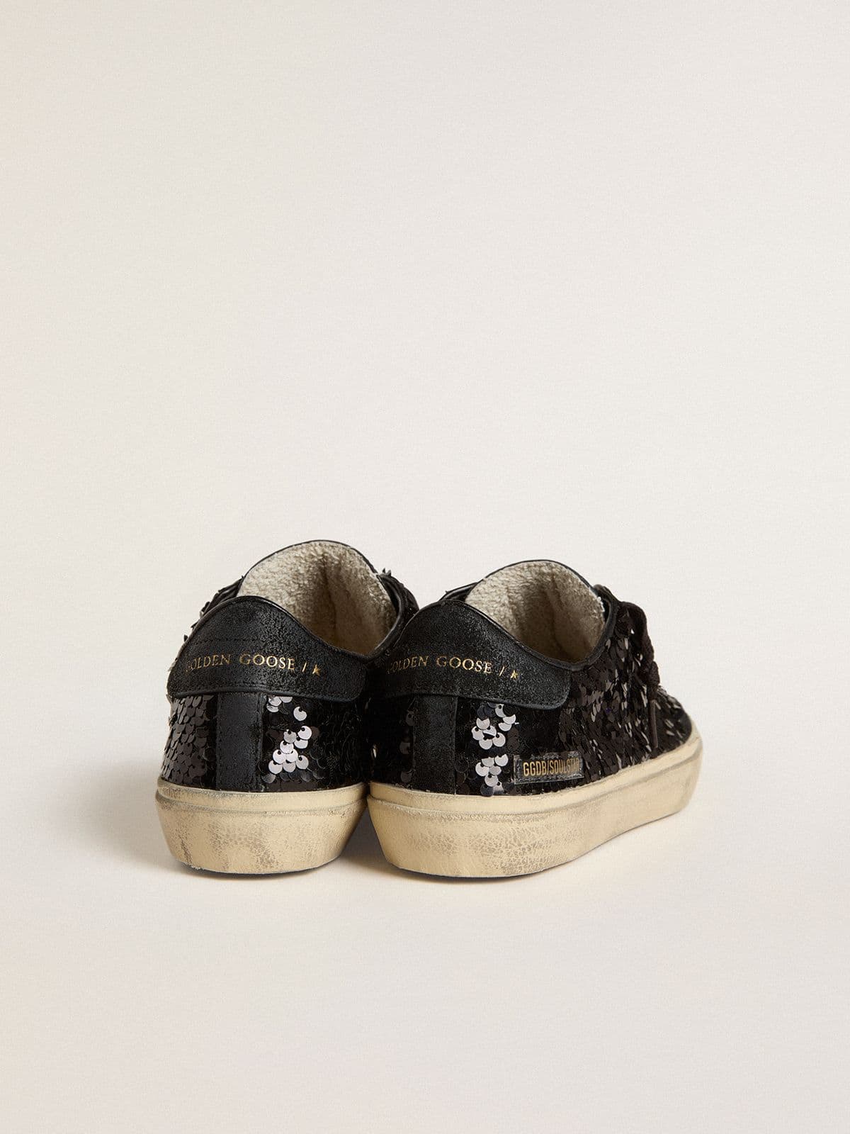 Golden Goose Womens Soul Star In Black Sequins With Black Suede Heel Tab Womens