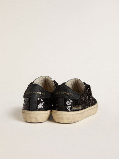 Golden Goose Womens Soul Star In Black Sequins With Black Suede Heel Tab Womens