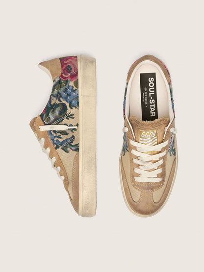 Golden Goose Womens Soul Star In Canvas And Suede With Colorful Print Womens