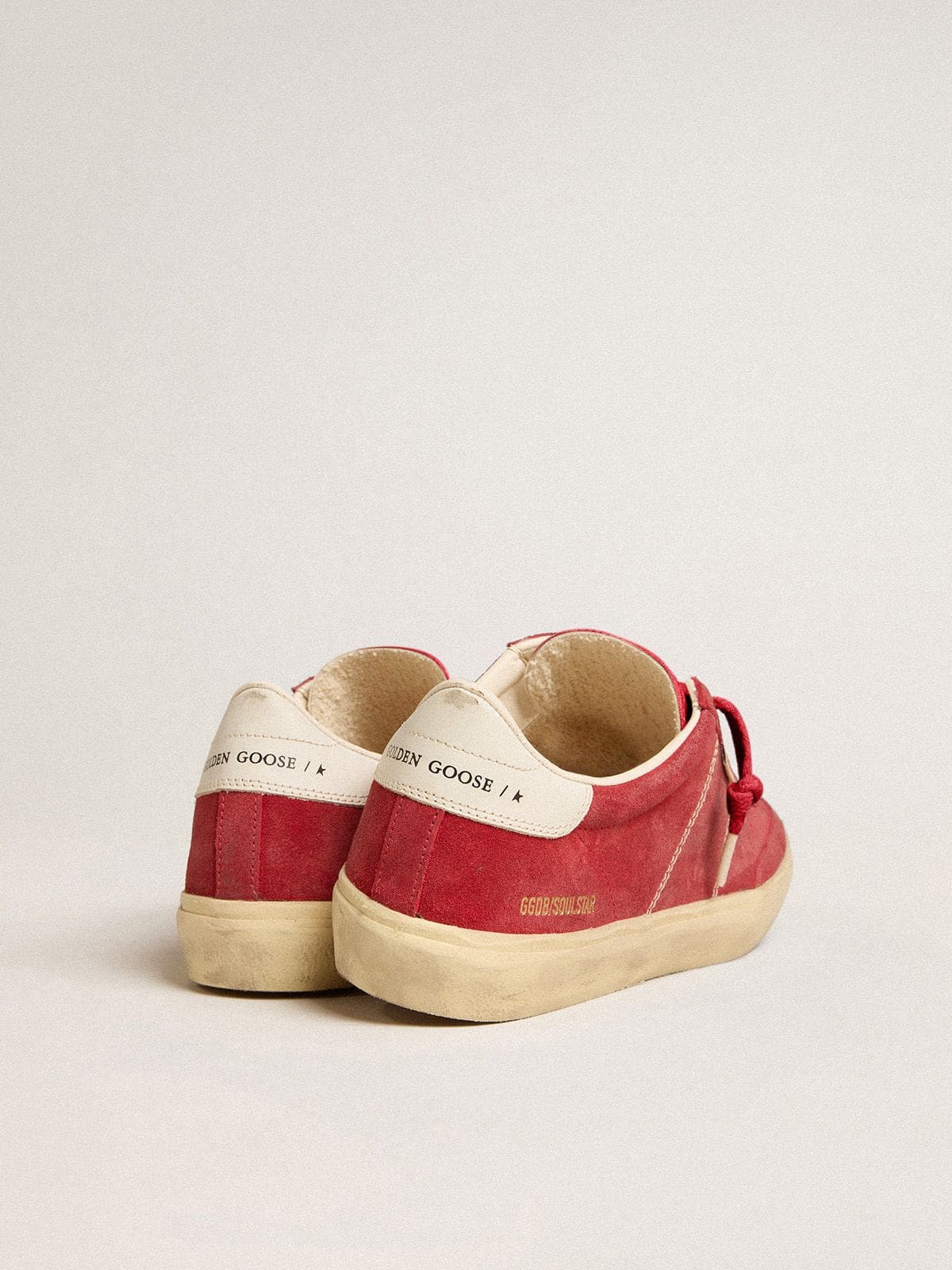 Golden Goose Womens Soul Star In Red Suede With White Leather Heel Tab Womens