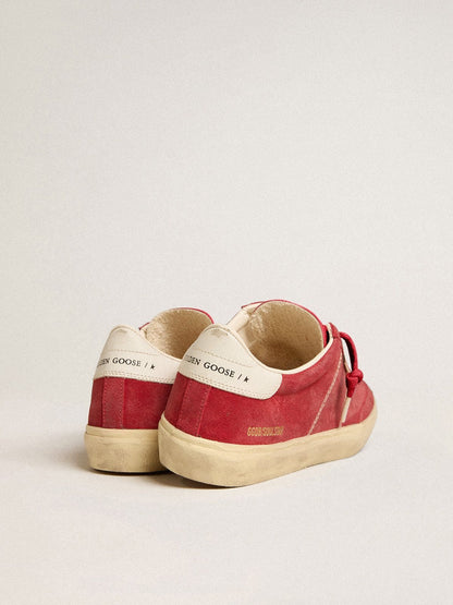 Golden Goose Womens Soul Star In Red Suede With White Leather Heel Tab Womens