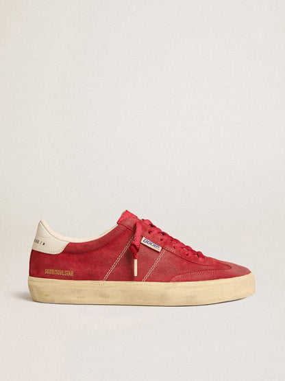Golden Goose Womens Soul Star In Red Suede With White Leather Heel Tab Womens