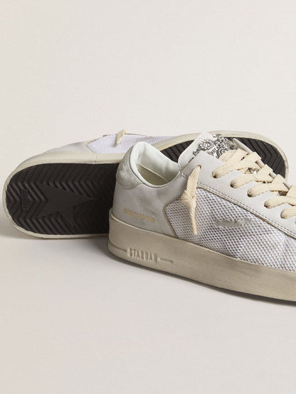 Golden Goose Stardan Ltd In White Leather With Star And Heel Tab In Ice-Gray Suede Womens