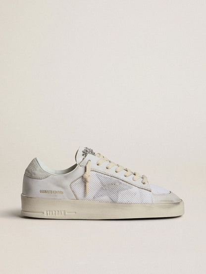 Golden Goose Stardan Ltd In White Leather With Star And Heel Tab In Ice-Gray Suede Womens