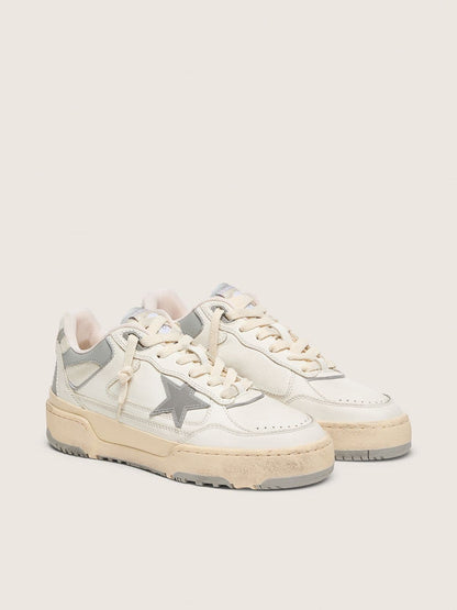 Golden Goose Womens Forty2 With Grey Star And White Leather Heel Tab Womens