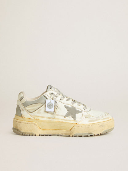 Golden Goose Womens Forty2 In White Leather With Laces With Swarovski Crystals And Gray Tpu Star Womens