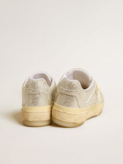 Golden Goose Womens Forty2 In White Leather And Swarovski Crystals With White Star Womens