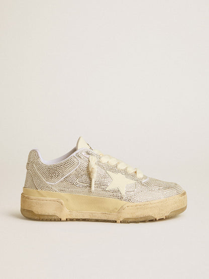 Golden Goose Womens Forty2 In White Leather And Swarovski Crystals With White Star Womens