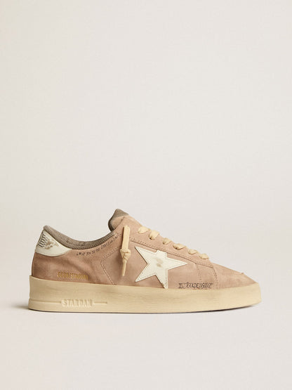 Golden Goose Womens Stardan In Old Rose Suede With White Leather Star And Heel Tab Womens