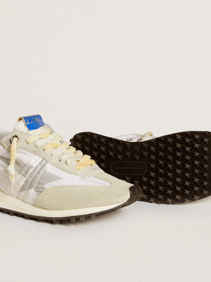 Golden Goose Womens Marathon With White Nylon Upper And Silver Star Womens