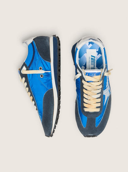 Golden Goose Womens Marathon With Blue Nylon Upper And White Star Womens