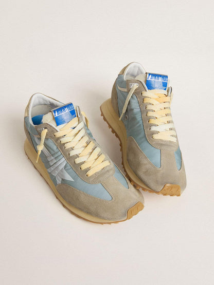 Golden Goose Womens Marathon With Light Blue Nylon Upper And Pastel Blue Star Womens