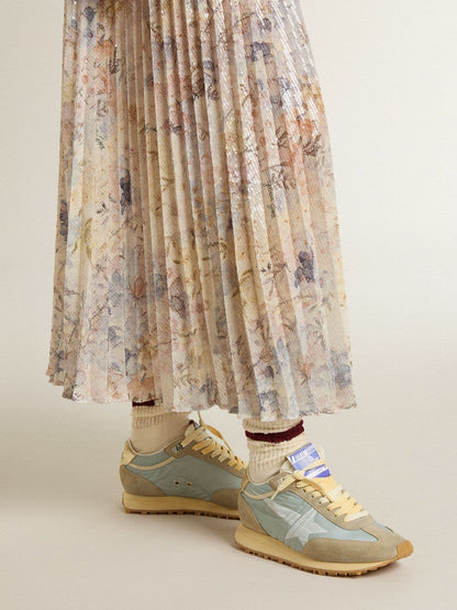 Golden Goose Womens Marathon With Light Blue Nylon Upper And Pastel Blue Star Womens