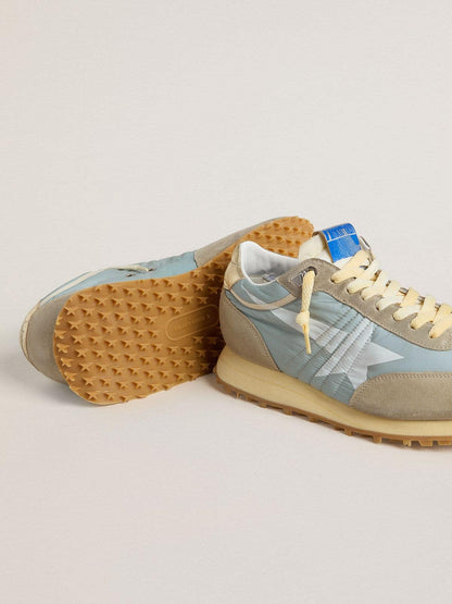 Golden Goose Womens Marathon With Light Blue Nylon Upper And Pastel Blue Star Womens
