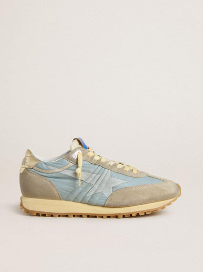 Golden Goose Womens Marathon With Light Blue Nylon Upper And Pastel Blue Star Womens