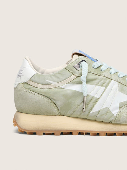 Golden Goose Womens Marathon In Sage-Green Nylon With White Star Womens