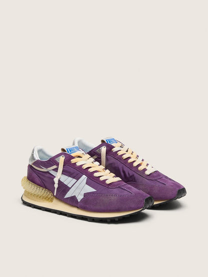 Golden Goose Womens Marathon With Purple Nylon Upper And White Star Womens