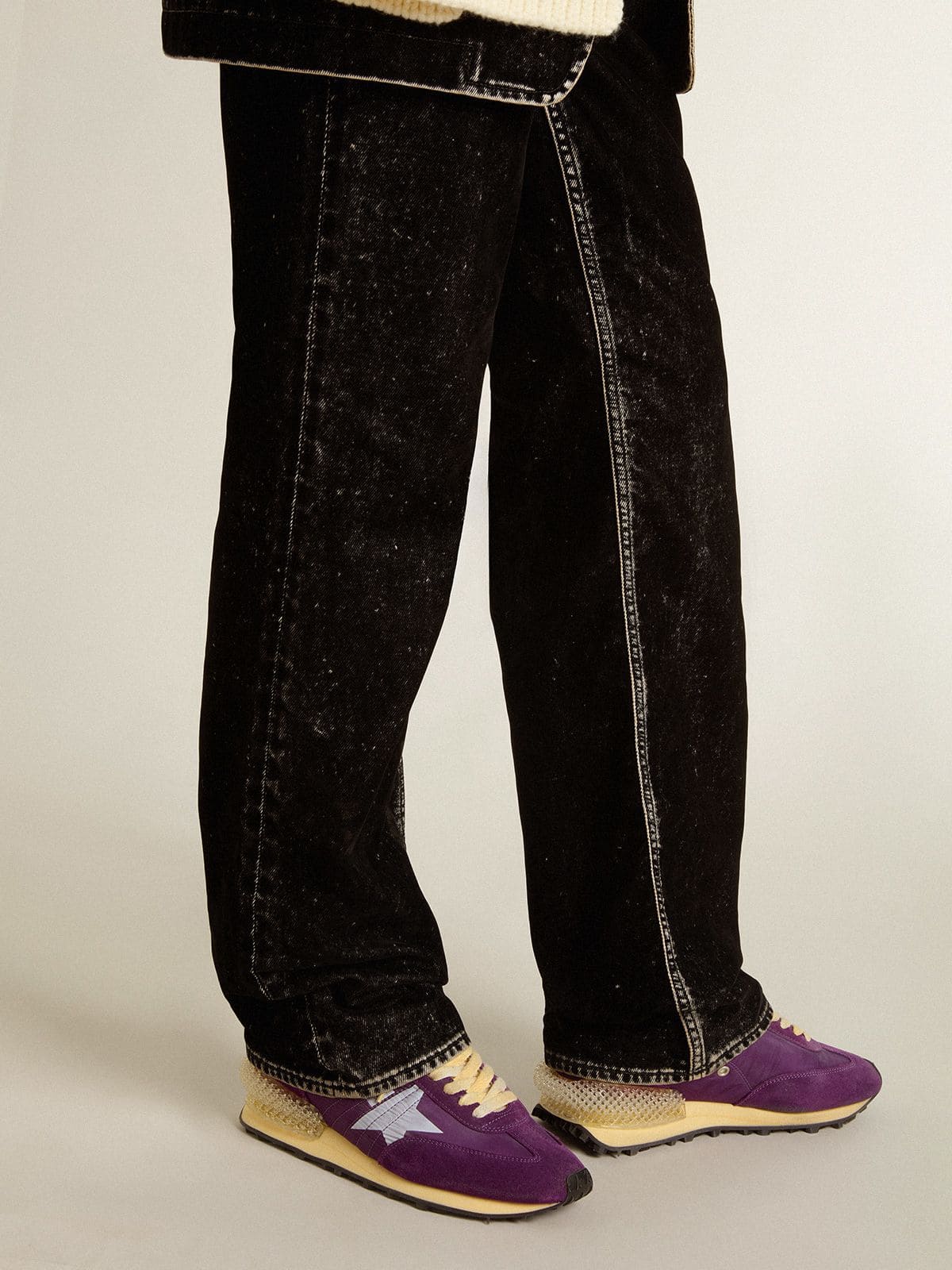 Golden Goose Womens Marathon With Purple Nylon Upper And White Star Womens