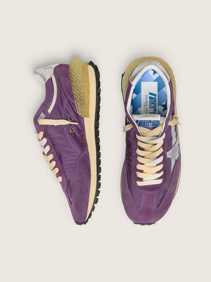 Golden Goose Womens Marathon With Purple Nylon Upper And White Star Womens