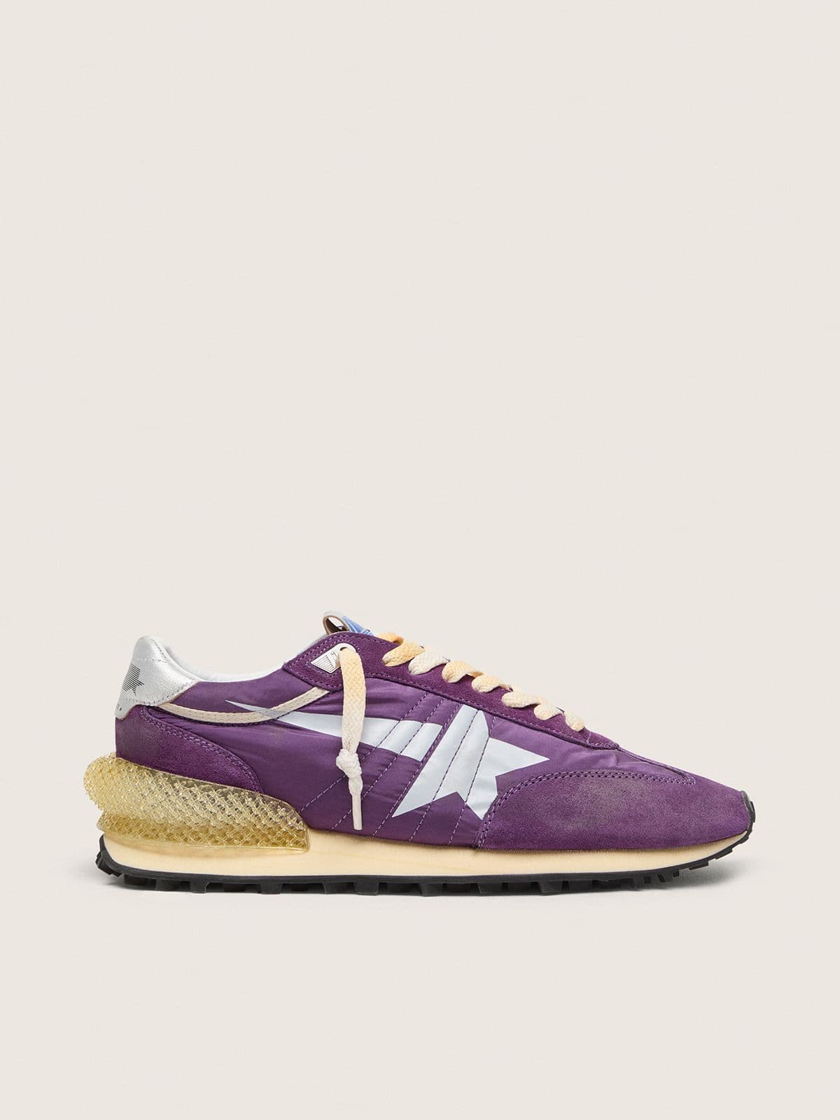Golden Goose Womens Marathon With Purple Nylon Upper And White Star Womens