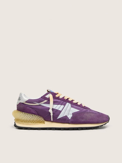 Golden Goose Womens Marathon With Purple Nylon Upper And White Star Womens