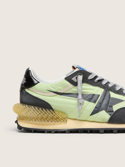 Golden Goose Womens Marathon With Green Nylon Upper And Black Star Womens