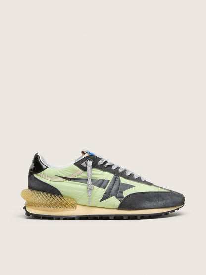 Golden Goose Womens Marathon With Green Nylon Upper And Black Star Womens