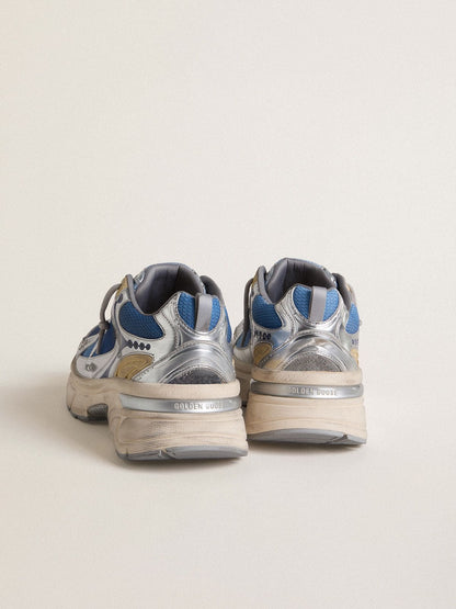 Golden Goose Womens Lightstar In Light Blue Mesh With White Tpu Star And Silver Bio-Based Inserts Womens