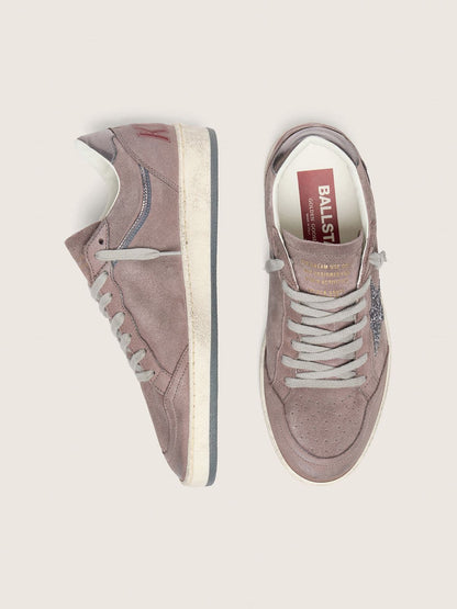 Golden Goose Womens Ball Star In Lavender Suede With Silver Glitter Star And Laminated Leather Heel Tab Womens