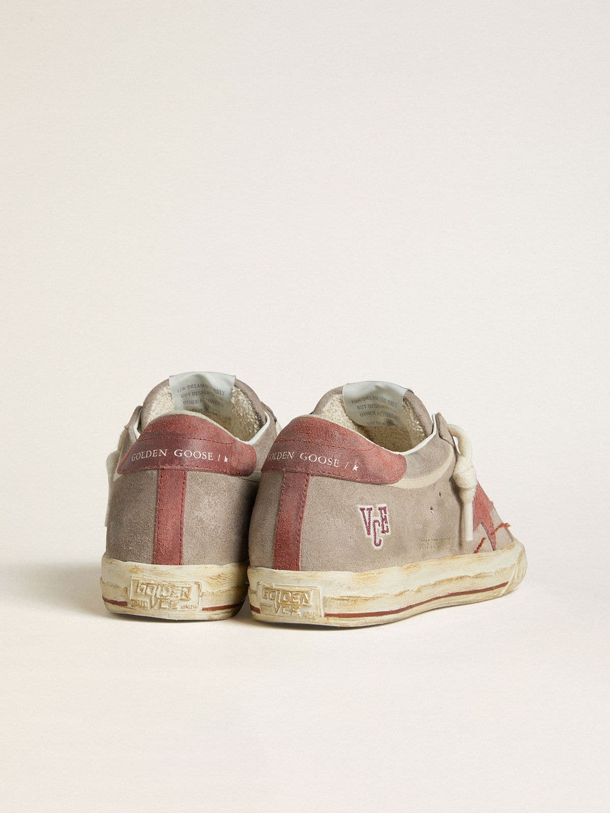 Golden Goose Womens Super-Star Ltd In Gray Suede With Red Waxed Suede Star And Heel Tab Womens