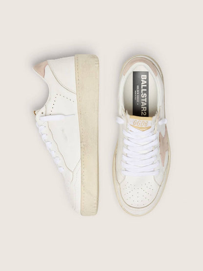 Golden Goose Womens Ball Star With Pink Nubuck Star And Heel Tab Womens