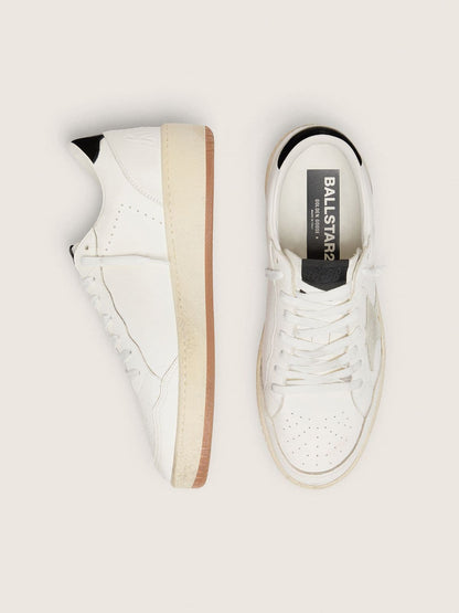 Golden Goose Womens Ball Star With Ice-Gray Suede Star And Glossy Black Leather Heel Tab Womens