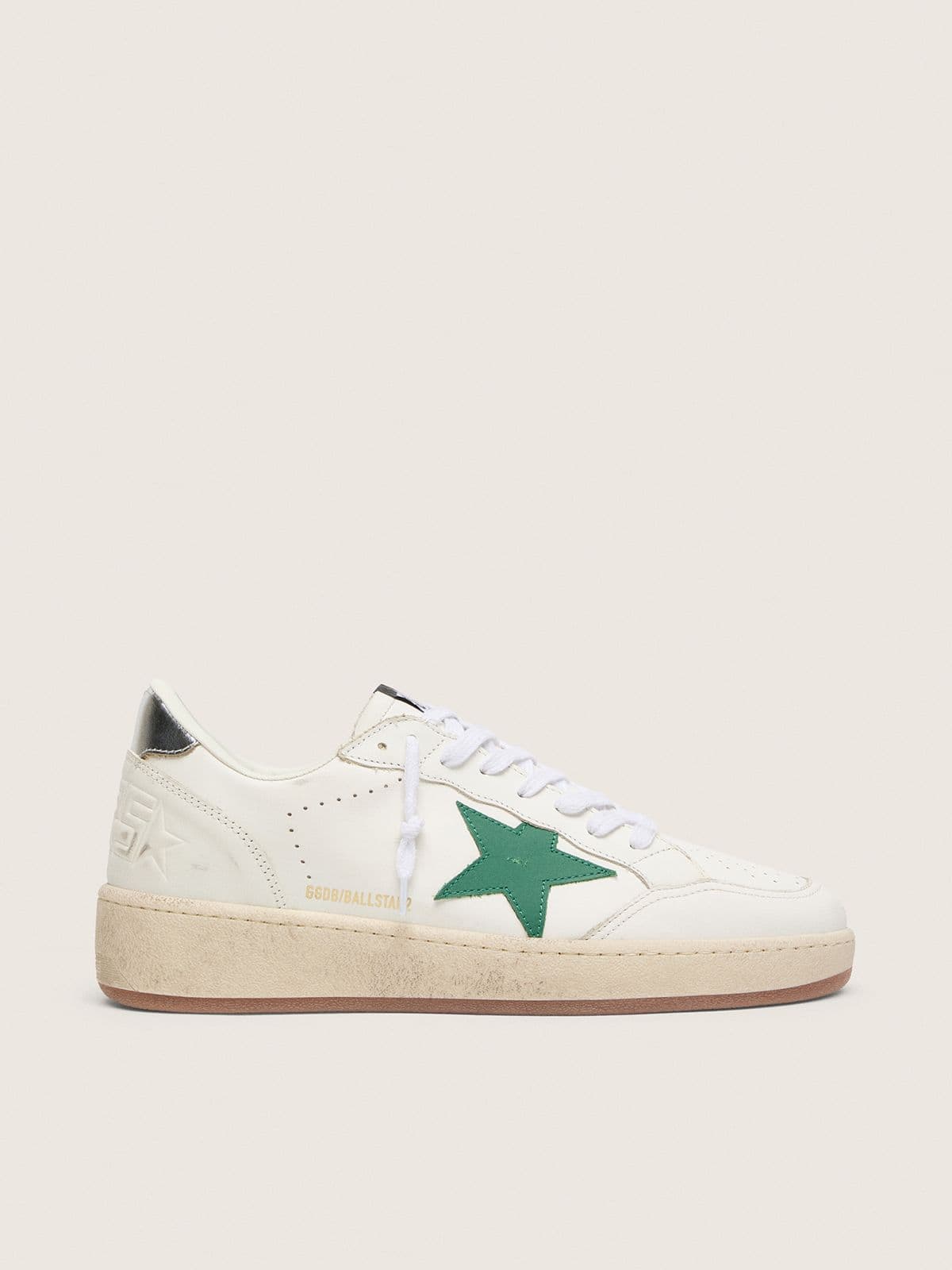 Golden Goose Womens Ball Star With Green Leather Star And Metallic Leather Heel Tab Womens