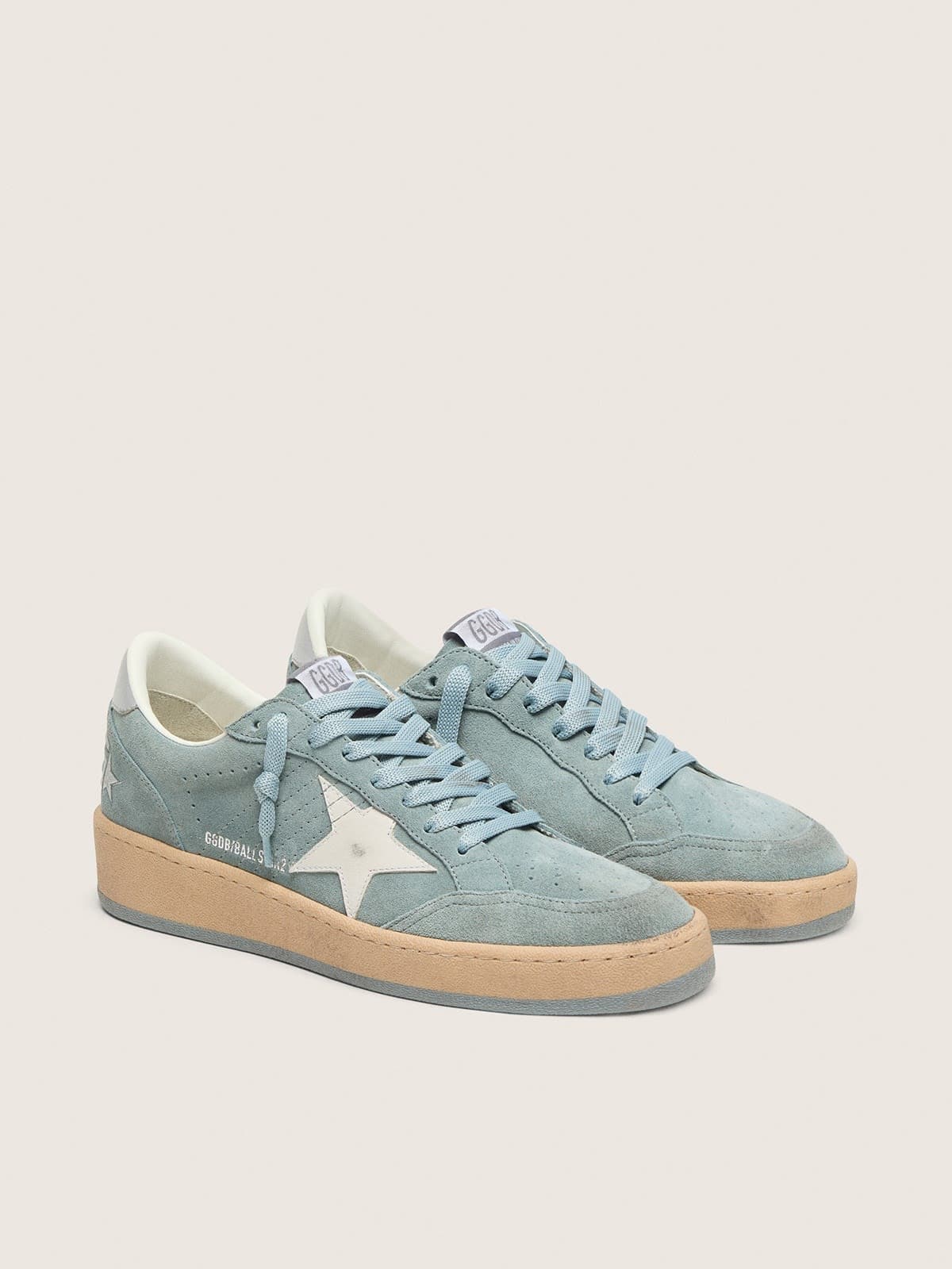 Golden Goose Womens Ball Star In Light Blue Suede With White Star Womens