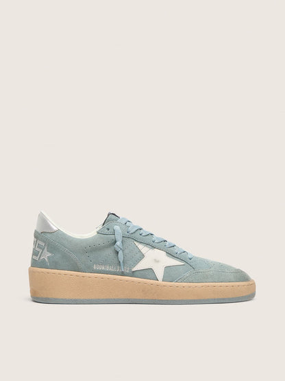 Golden Goose Womens Ball Star In Light Blue Suede With White Star Womens
