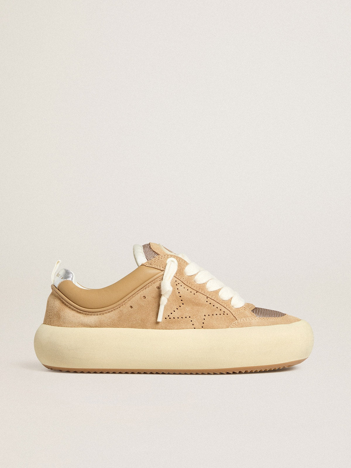 Golden Goose Womens Space-Star Cube In Tobacco Suede With Perforated Star Womens