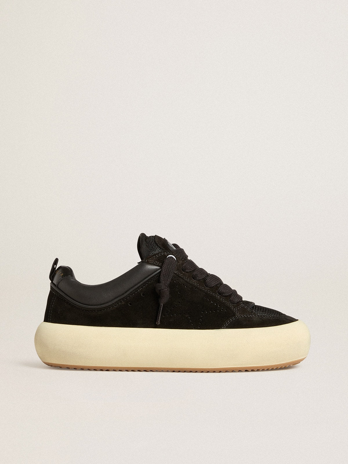Golden Goose Womens Space-Star Cube In Black Suede With Perforated Star Womens