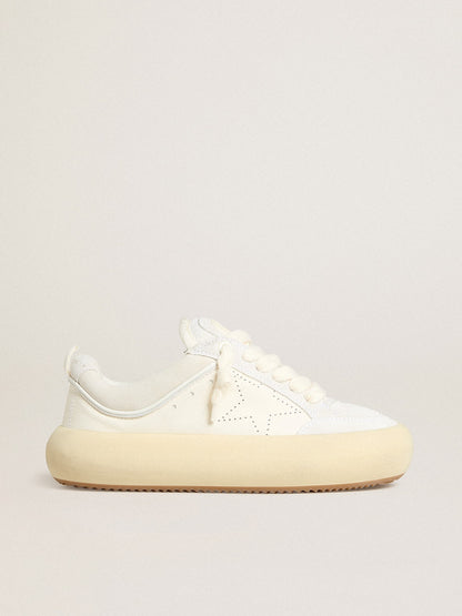 Golden Goose Womens Space-Star Cube In White Leather With Perforated Star Womens