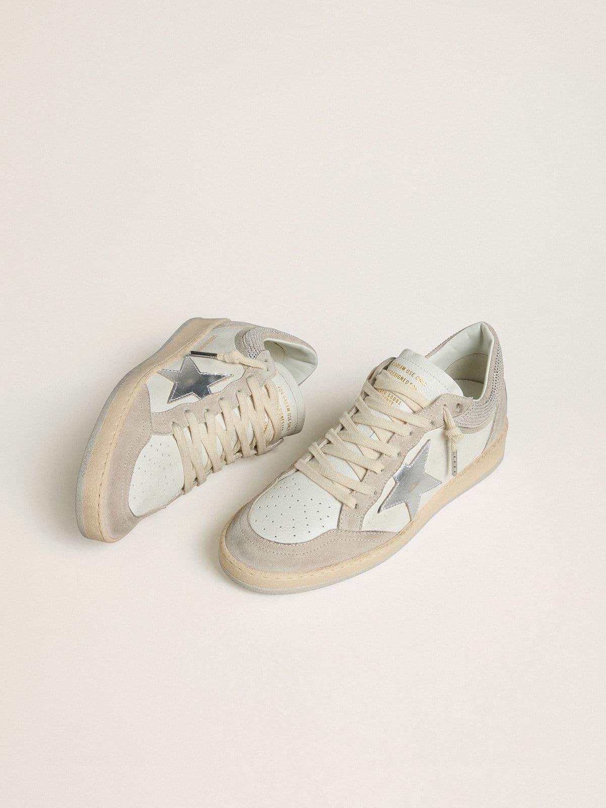 Golden Goose Womens Ball Star Ltd In Nappa Leather And Suede With Silver Leather Star And Swarovski Crystals Womens