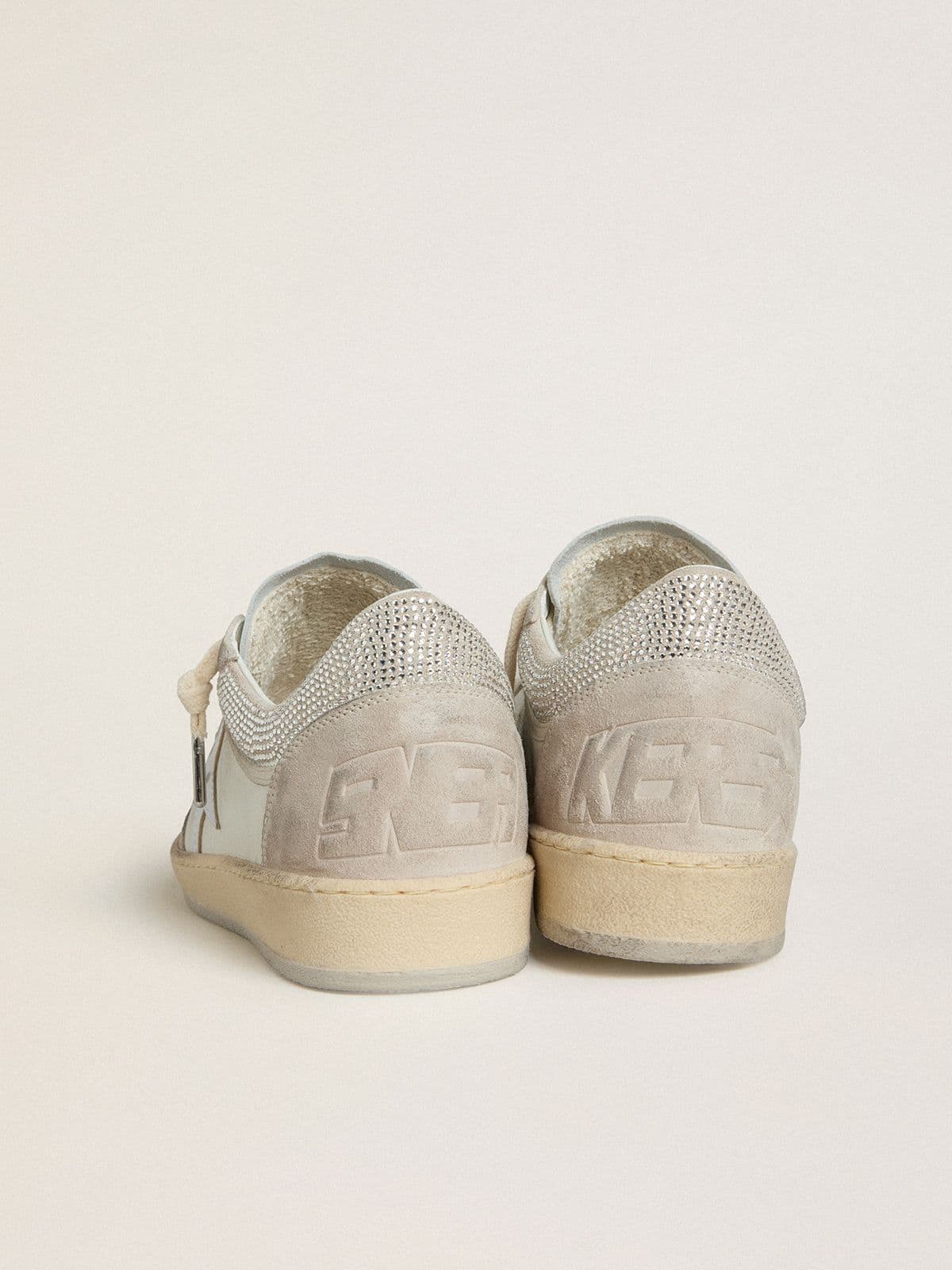 Golden Goose Womens Ball Star Ltd In Nappa Leather And Suede With Silver Leather Star And Swarovski Crystals Womens