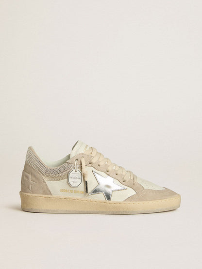 Golden Goose Womens Ball Star Ltd In Nappa Leather And Suede With Silver Leather Star And Swarovski Crystals Womens