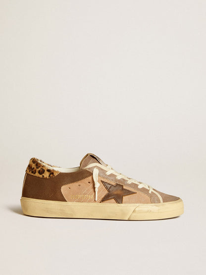 Golden Goose Womens Super-Star In Suede With Leather Star And Pony Skin Heel Tab Womens