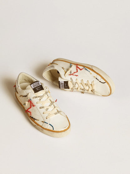 Golden Goose Womens Super-Star Ltd With Perforated Star And Metallic Leather Heel Tab Womens