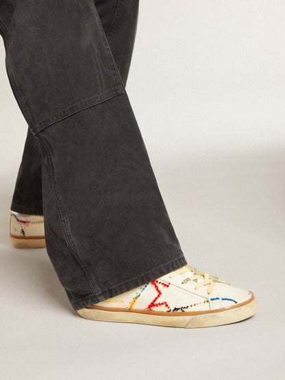 Golden Goose Womens Super-Star Ltd With Perforated Star And Metallic Leather Heel Tab Womens