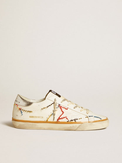 Golden Goose Womens Super-Star Ltd With Perforated Star And Metallic Leather Heel Tab Womens