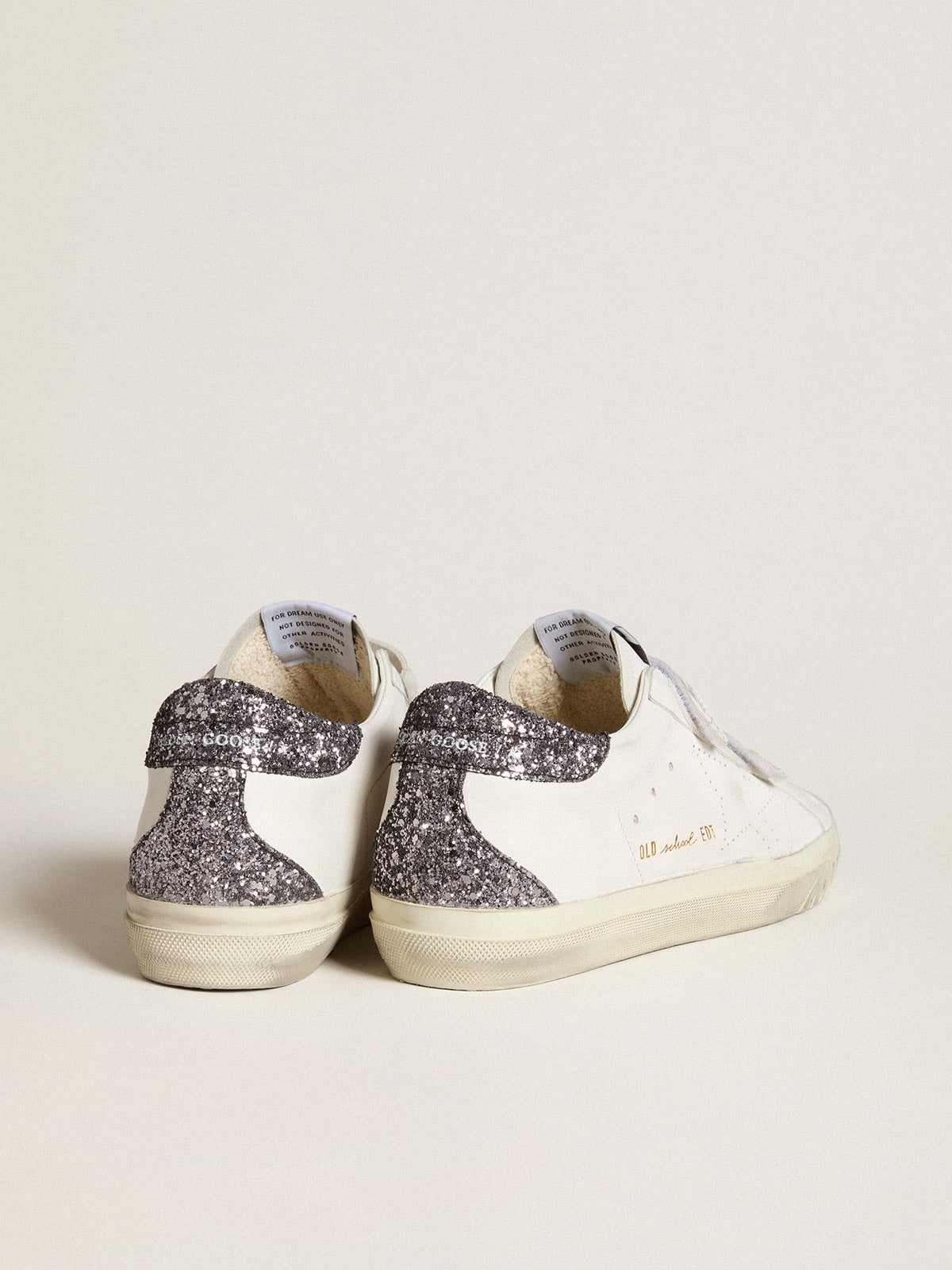Golden Goose Bio-Based Old School With Perforated Star And Glitter Heel Tab Womens