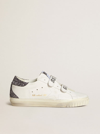 Golden Goose Bio-Based Old School With Perforated Star And Glitter Heel Tab Womens